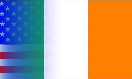 An American flag, the Stars and Stripes, faded onto the flag of Irelandのイラスト素材