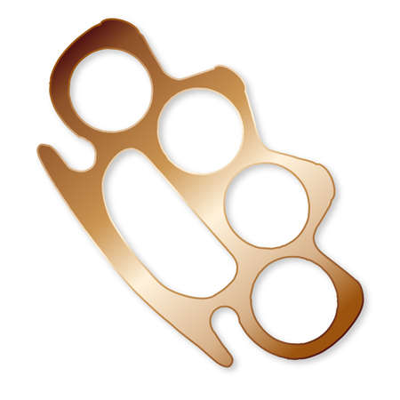 A typical brass metal knuckle duster isolated on a white backgroundのイラスト素材