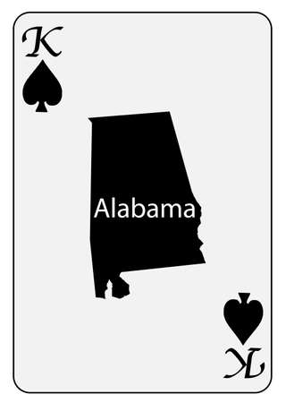 Outline map of the state of Alabama used as the King of Spades motif in a playing cardのイラスト素材