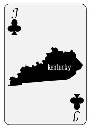 Outline map of Kentucky and used as the Jack of Clubs motif in a playing cardのイラスト素材
