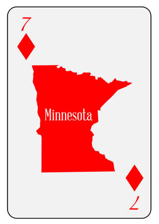 Outline map of Minnesota  and used as the 7 of Diamonds motif in a playing cardのイラスト素材