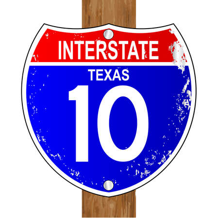 Texas interstate sign 10 over a white backgroundのイラスト素材