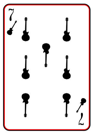 A guitar silhouette used as the seven in a playing card setのイラスト素材