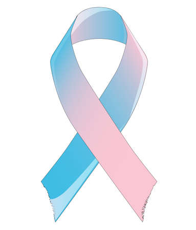 A premature birth awareness ribbon in blue and pink over whiteのイラスト素材