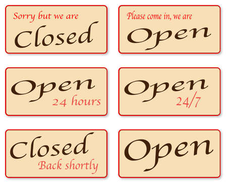 A set of open and closed signsのイラスト素材