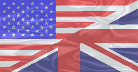 A union of the Stars and Stripes and the Union Jack on silkのイラスト素材