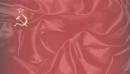 Hammer and Sickle set on a USSR silk flag faded with reds and black.のイラスト素材