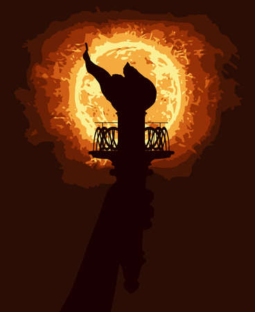 The statue of Liberty torch in silhouette with the light of the sunのイラスト素材