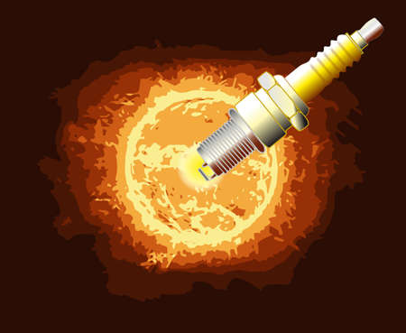 A spark plug ignition like an exploding sunのイラスト素材