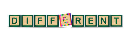 A collection of wooden blocks spelling out the word differentのイラスト素材