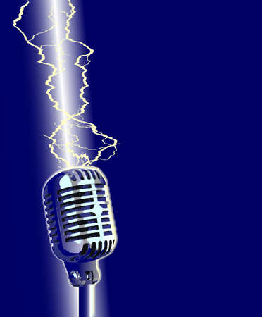 A stage microphone being struck by a lightning boltのイラスト素材
