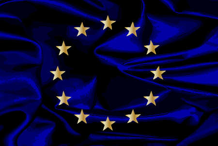 Flag of the European Union with blue background and yellow stars with grunge effectのイラスト素材
