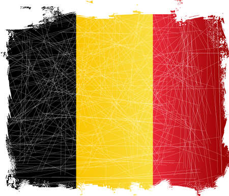 Belgium flag set on a heavy grunge backgroundのイラスト素材