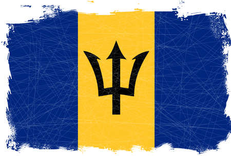 Barbados flag set on a heavy grunge backgroundのイラスト素材