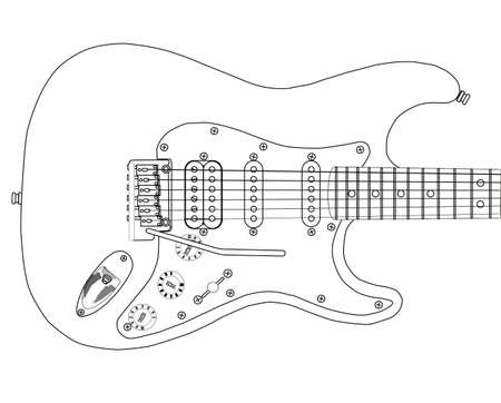 A electric guitar complete with tremolo system.のイラスト素材