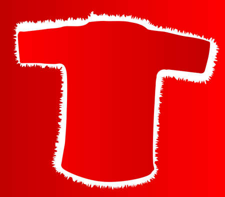 A red T shirt with white border over a red backgroundのイラスト素材