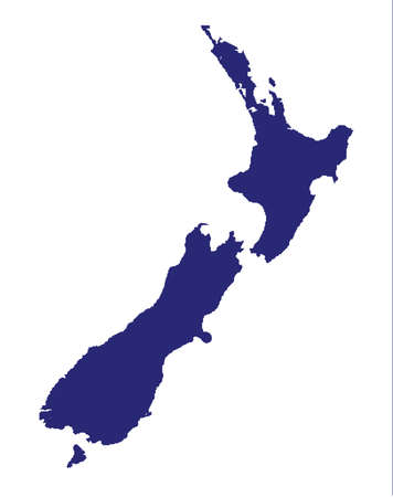 Outline map of New Zealand over a white backgroundのイラスト素材