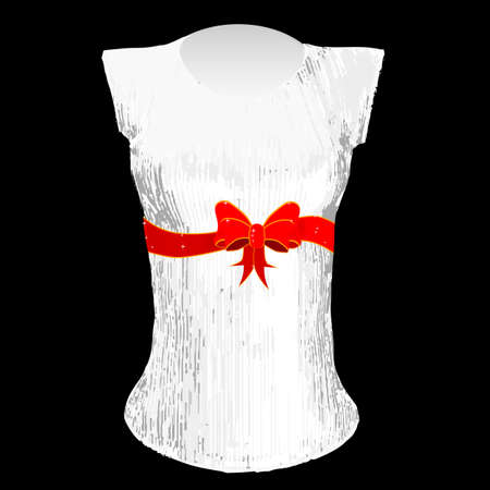 A bright red Christmas gift ribbon a T shirt designのイラスト素材