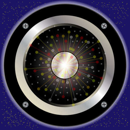 Abstract rock guitar speaker over a stary sky with abstract explosionのイラスト素材