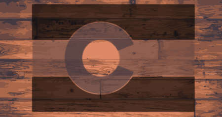 Colorado State Flag branded onto wooden planksのイラスト素材