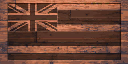 Hawaii State Flag branded onto wooden planksのイラスト素材