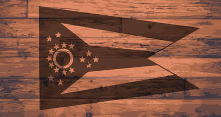 Ohio State Flag branded onto wooden planksのイラスト素材
