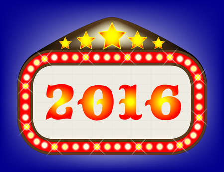 A movie theatre marquee with the message 2016のイラスト素材