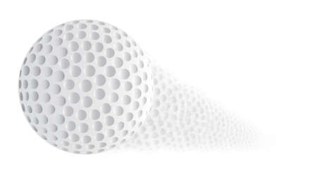 A golf ball with a faded trajectory over a white backgroundのイラスト素材