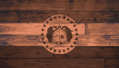 Missouri State Flag branded onto wooden planksのイラスト素材