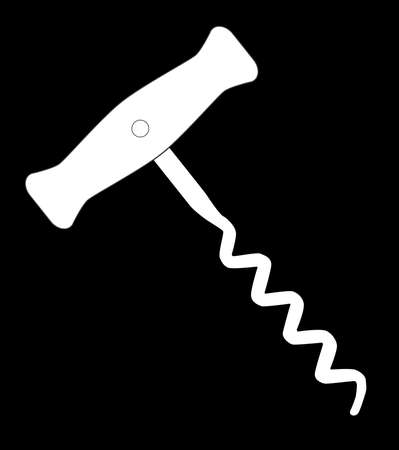 A wooden handled corkscrew over a black backgroundのイラスト素材