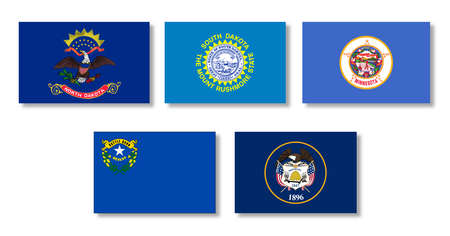 A collection of flags of the USA states over a white backgroundのイラスト素材