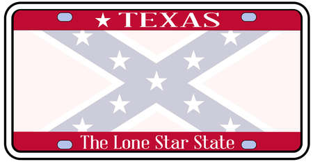 Texas state license plate with faded Confederate flag over a white backgroundのイラスト素材