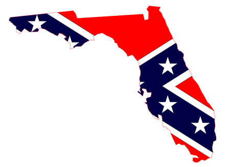 Outline of the map of Florida with confederate flag isolated on whiteのイラスト素材