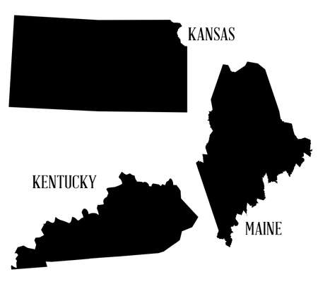 Silhouette map of a selection of the states of Americaのイラスト素材