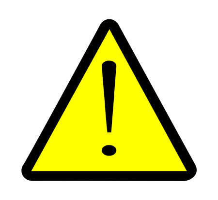 Yellow triangle warning sign with exclamation mark over whiteのイラスト素材
