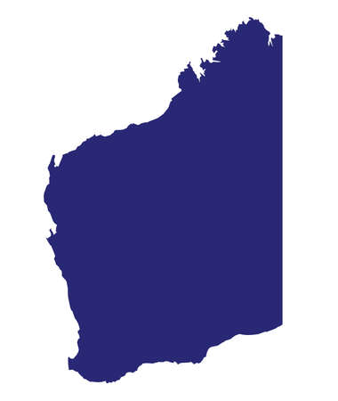 Silhouette map of the state of Western Australia over a white backgroundのイラスト素材