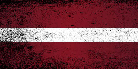 The flag of Latvia in stripes with grunge effectのイラスト素材