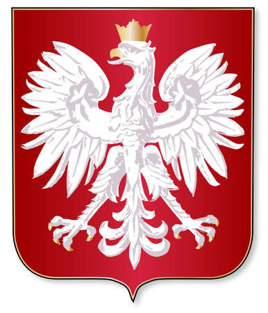 The polish crest upon a red shield over a white backgroundのイラスト素材