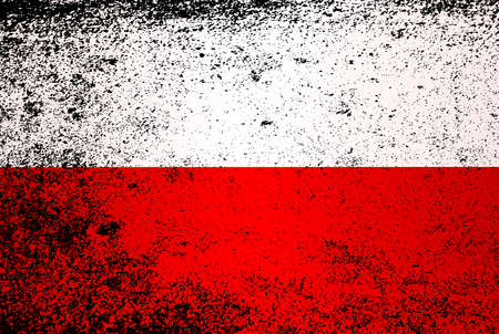 The flag of Poland in red and white with grunge effectのイラスト素材
