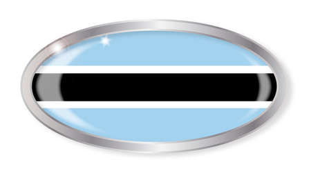 Oval silver button with the Botswana flag isolated on a white backgroundのイラスト素材