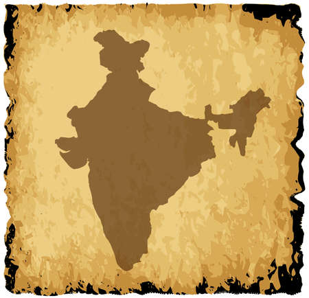 A parchment background with silhouette of India