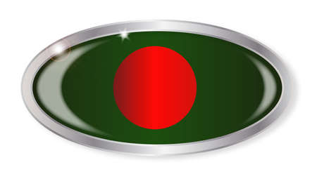 Oval silver button with the Bangladesh flag isolated on a white backgroundのイラスト素材