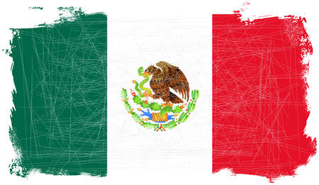 Flag of the South American country of Mexico With grunge effect and ragged borderのイラスト素材