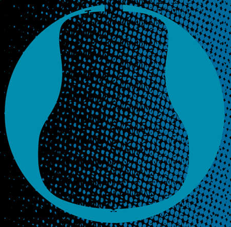 A blue circle background to a guitar silhouetteのイラスト素材