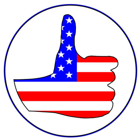 A Stars and Stripes hand giving the thumbs up sign all over a white backgroundのイラスト素材