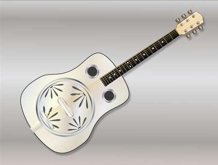 A metal resonator guitar over a metallic backgroundのイラスト素材