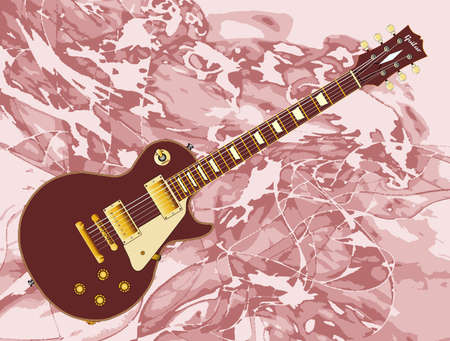 Classic  solid blues electric guitar over an abstract background of pinkのイラスト素材