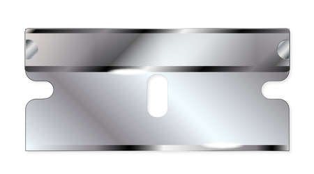 A safety razor blade with one edge only over a white backgroundのイラスト素材
