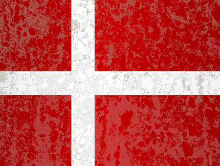 The red and white flag of Denmark with grunge flagのイラスト素材