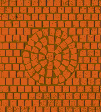 A circular red brick wall patternのイラスト素材